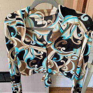 Vintage tie crop long sleeve top